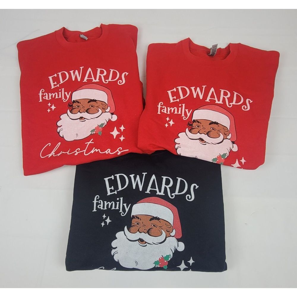 African American Santa Claus Sweatshirt. Edwards Christmas Sizes XL, M, S. (3)